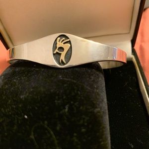 Native American Kokopeli Sterling 14k Gold Bracelet by M. M. Rogers
